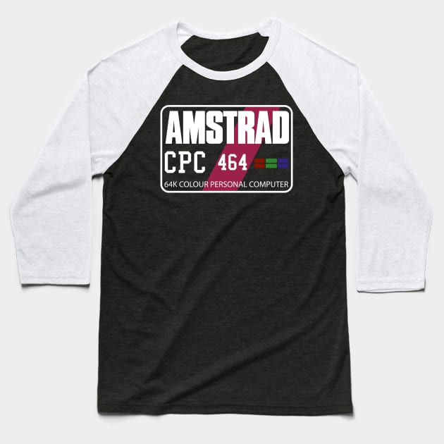 Retro Computer Games Amstrad CPC 464 Personal Computer Baseball T-Shirt by Meta Cortex